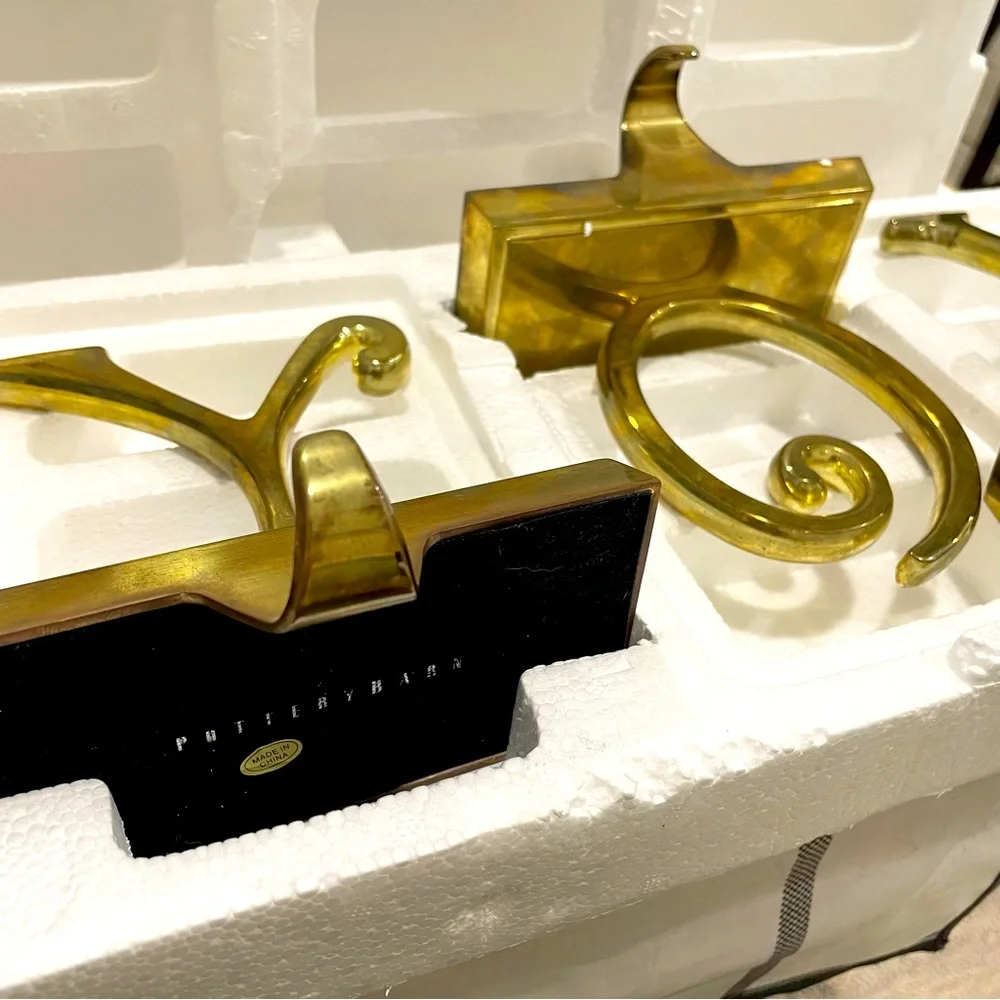 Pottery Barn “JOY” Stocking Holder Brass Gold Tone